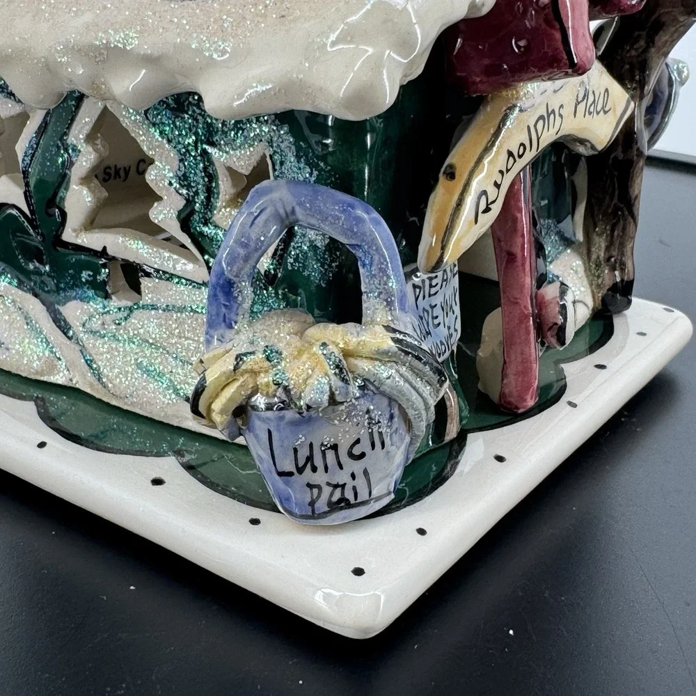Heather Goldminc Blue Sky Clayworks Rudolph's‎ Place Tealight House w/Underplate